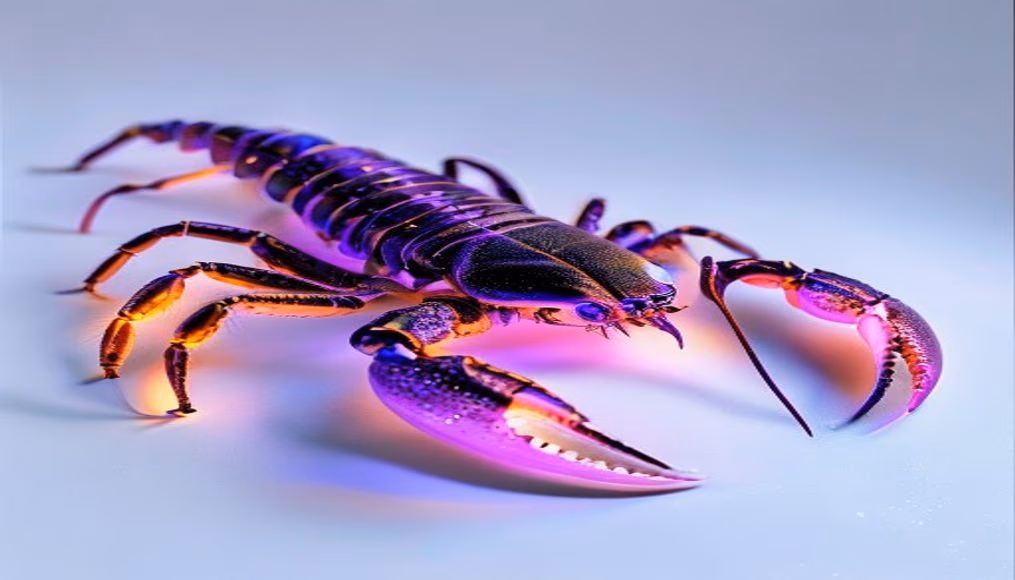 scorpion uv glow in editorial style