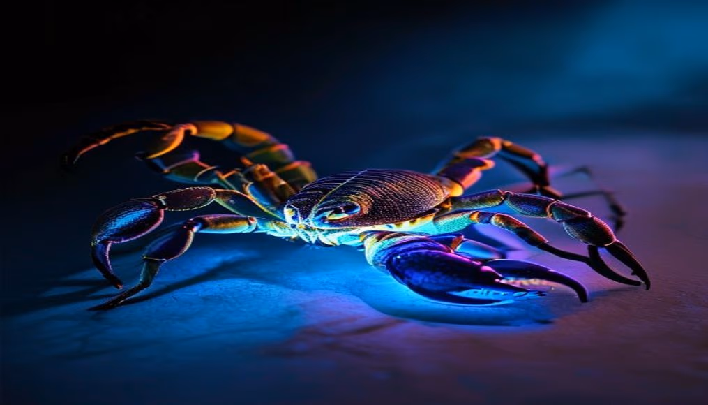 scorpion uv glow in editorial style