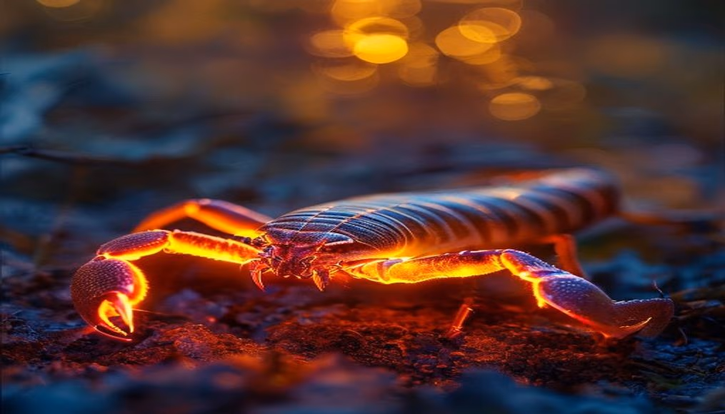 scorpion uv glow in editorial style
