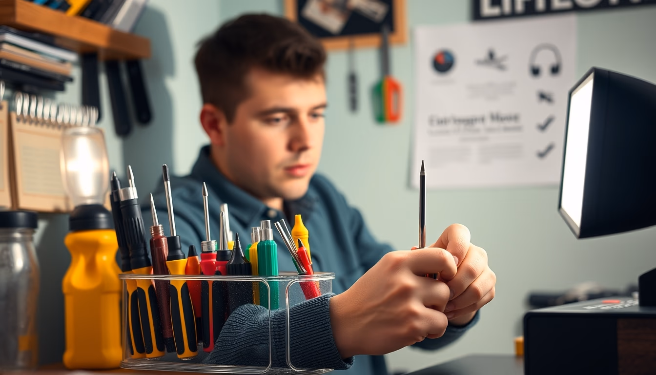 screwdriver set organized in editorial style
