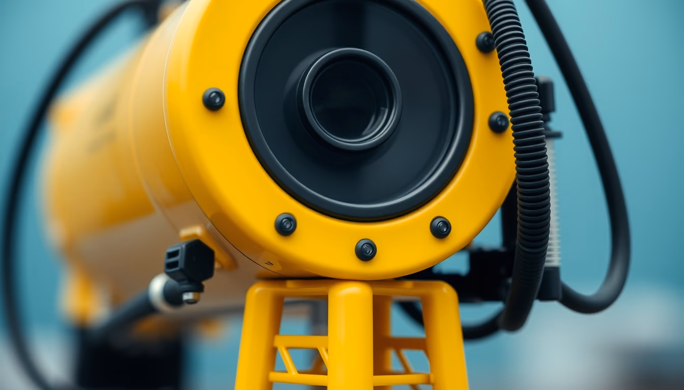 scuba tank yellow stand in editorial style