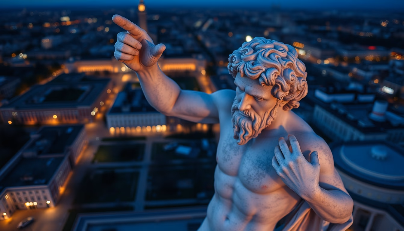 sculpture david michelangelo in editorial style