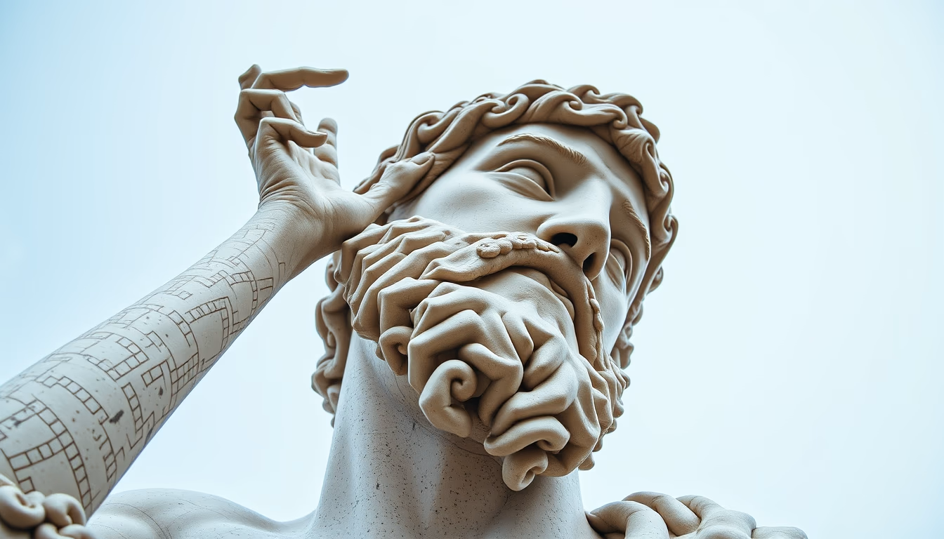 sculpture david michelangelo in editorial style