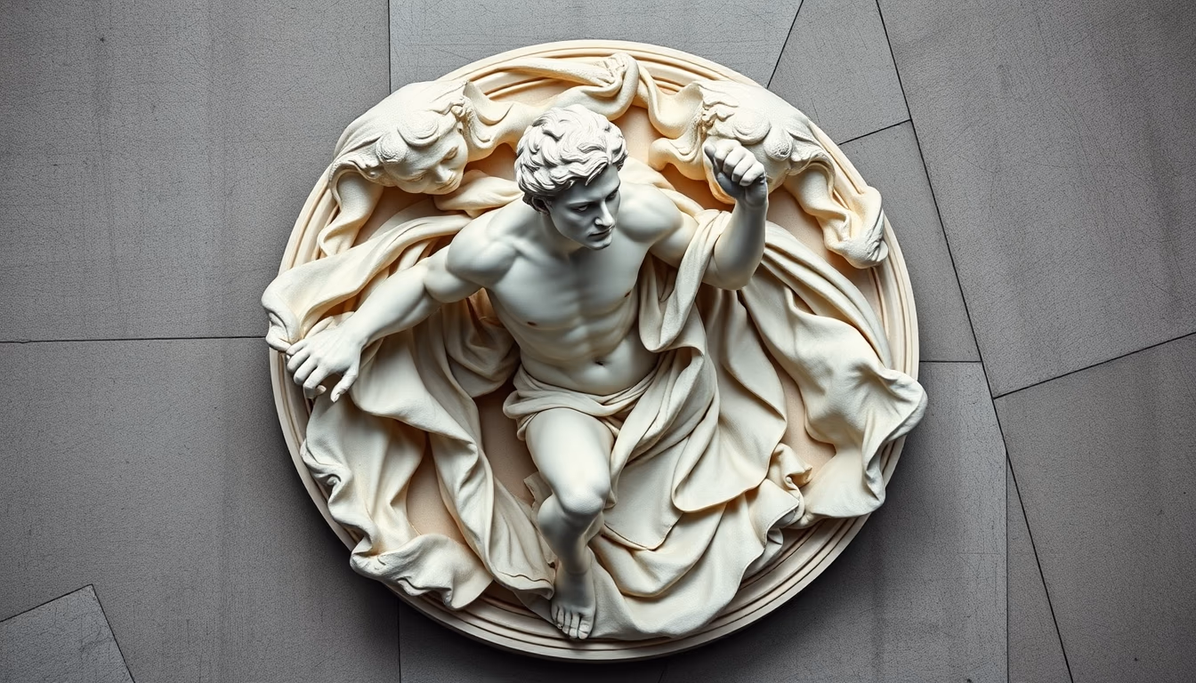 sculpture david michelangelo in editorial style