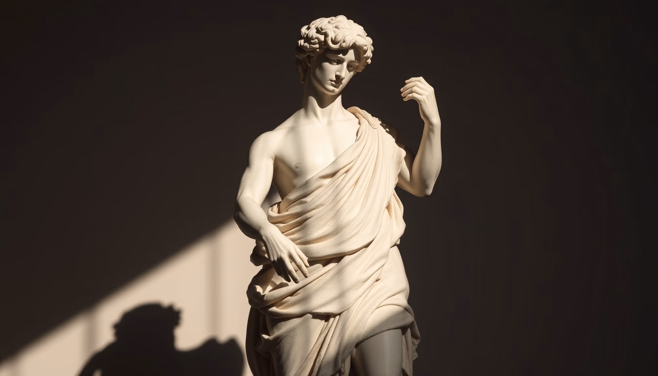 sculpture david michelangelo in editorial style