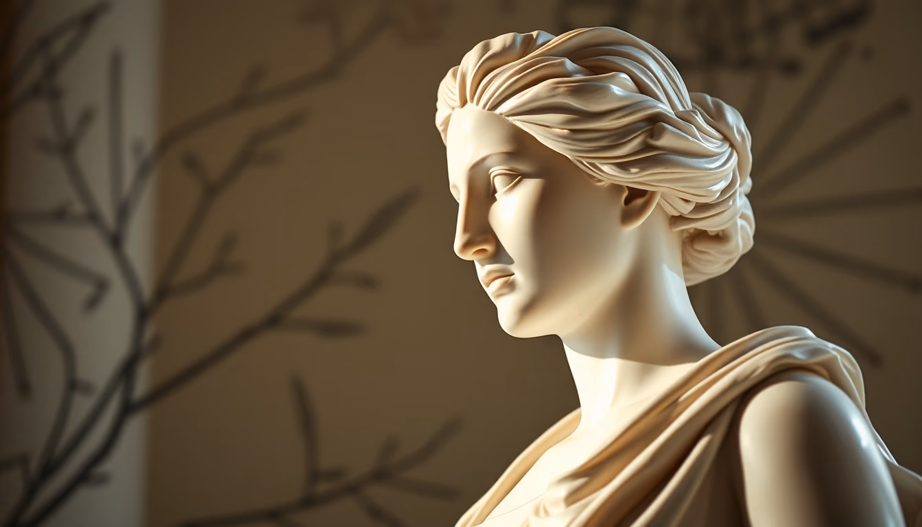 sculpture marble white in editorial style