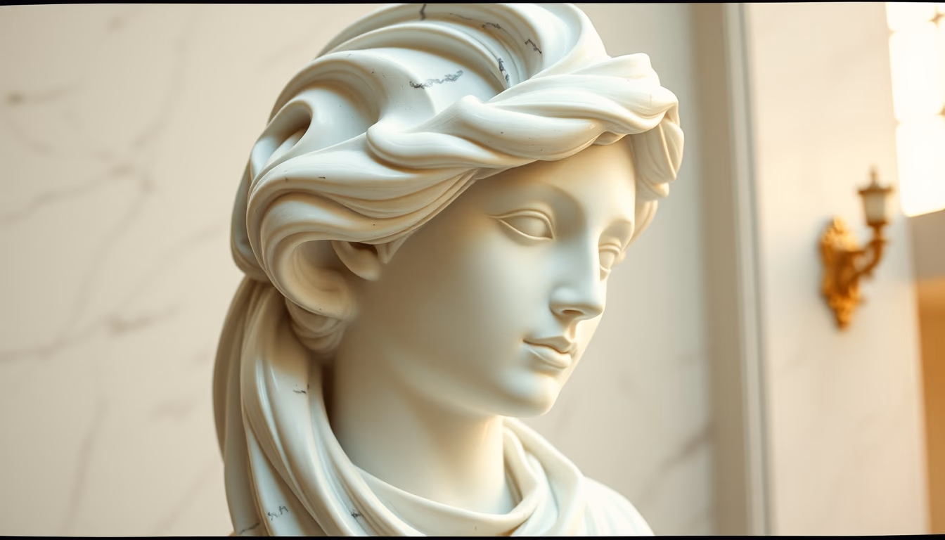 sculpture marble white in editorial style