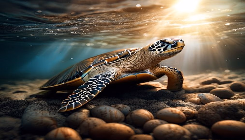 sea turtle laying eggs in editorial style