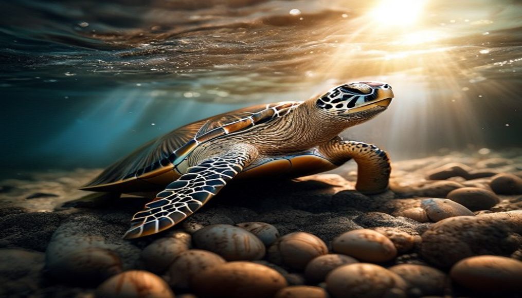 sea turtle laying eggs in editorial style