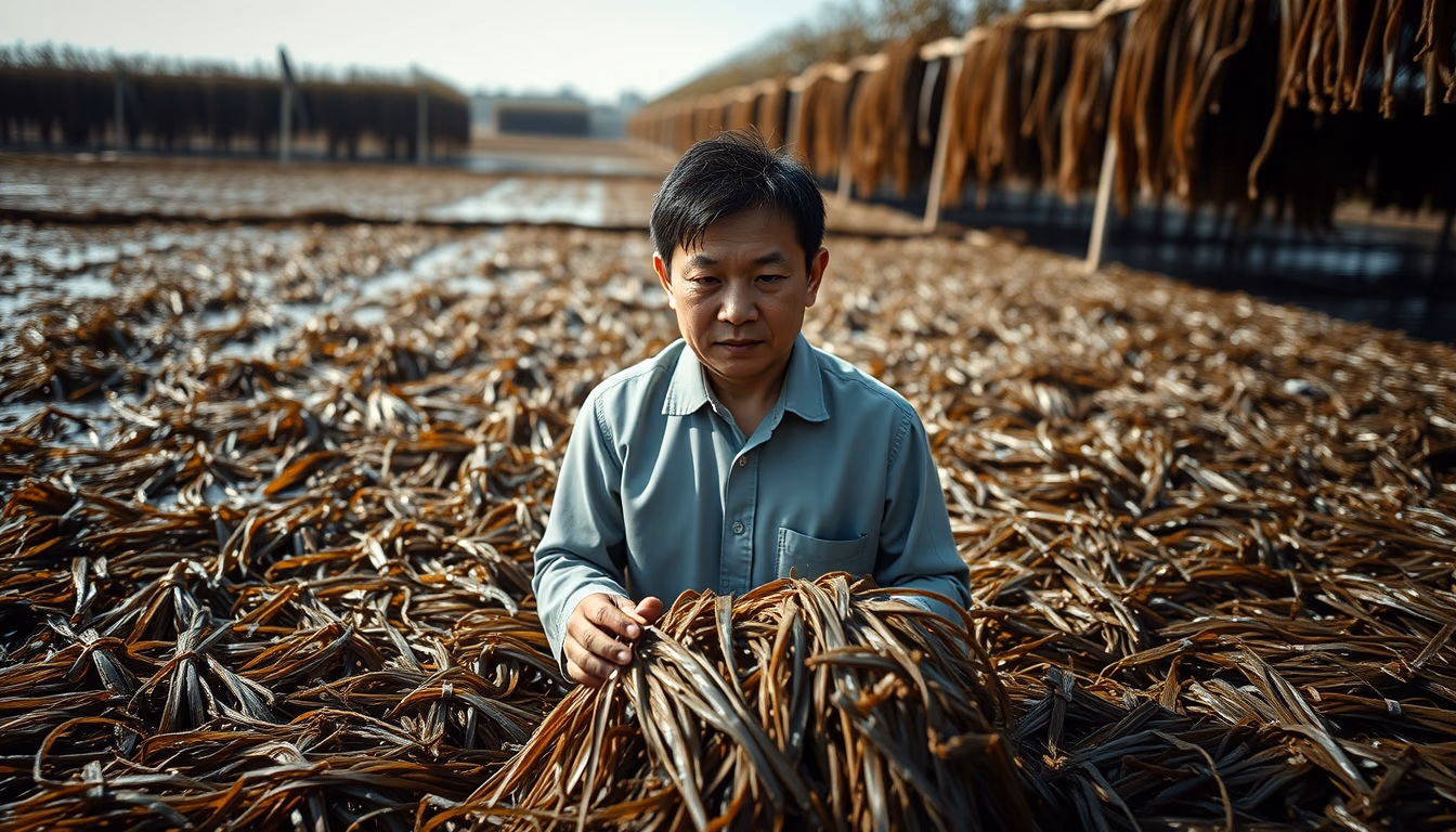 seaweed farm asian in editorial style