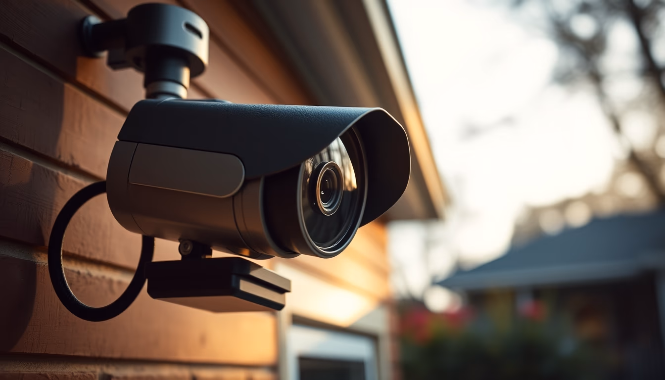 security camera home outdoor in editorial style