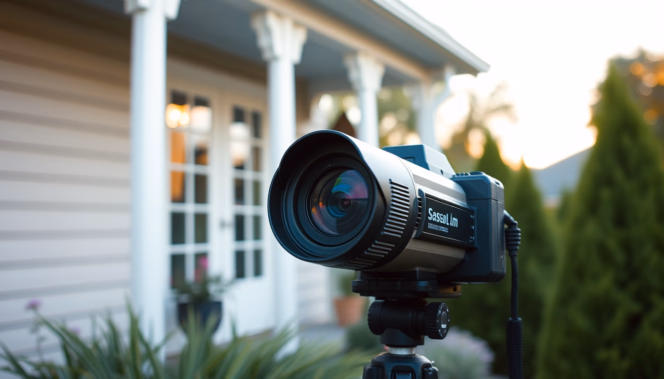 security camera home outdoor in editorial style