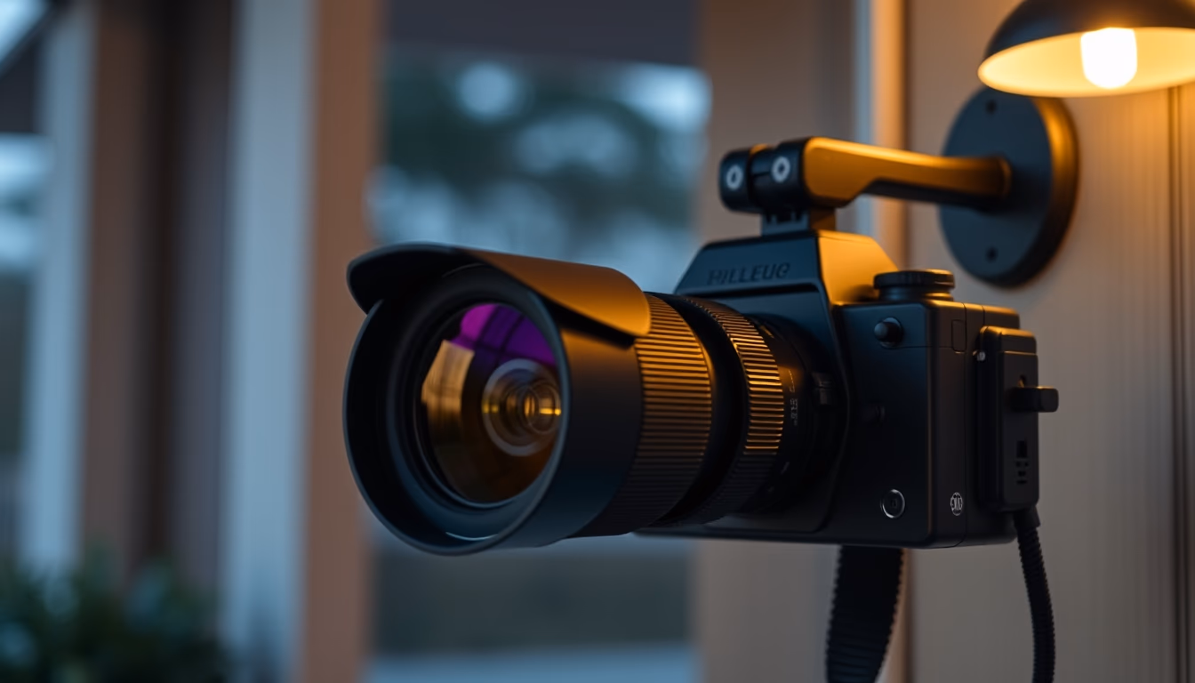 security camera home outdoor in editorial style