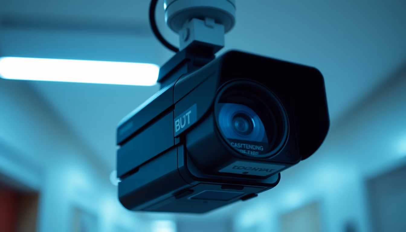 security camera surveillance in editorial style