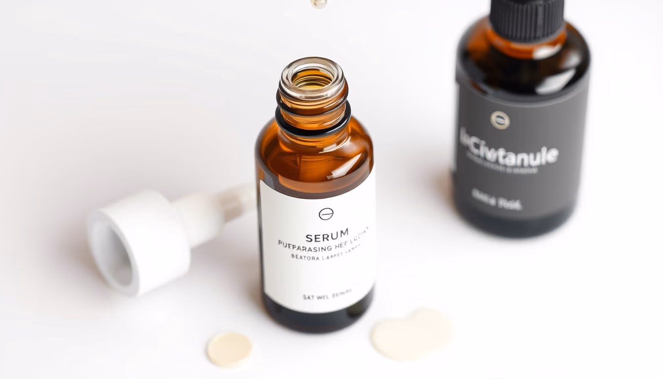 serum bottle dropper minimalist in editorial style