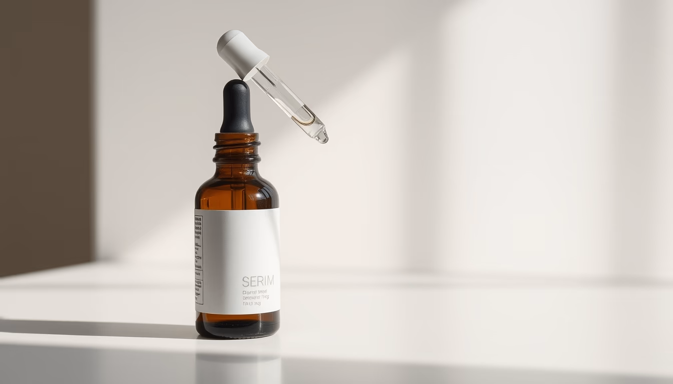Serum bottle dropper minimalist em estilo editorial