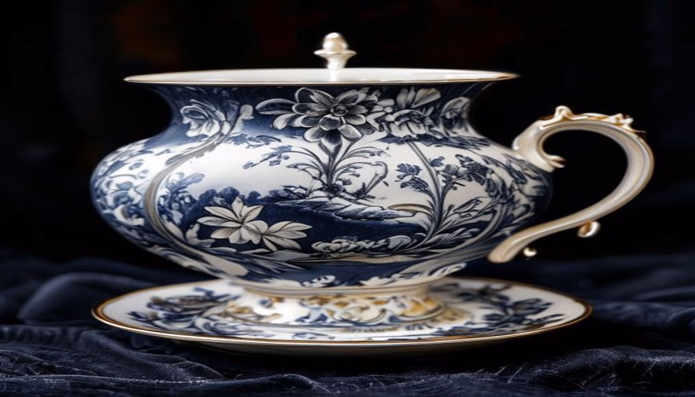 sevres limoges hand painted in luxury editorial photography