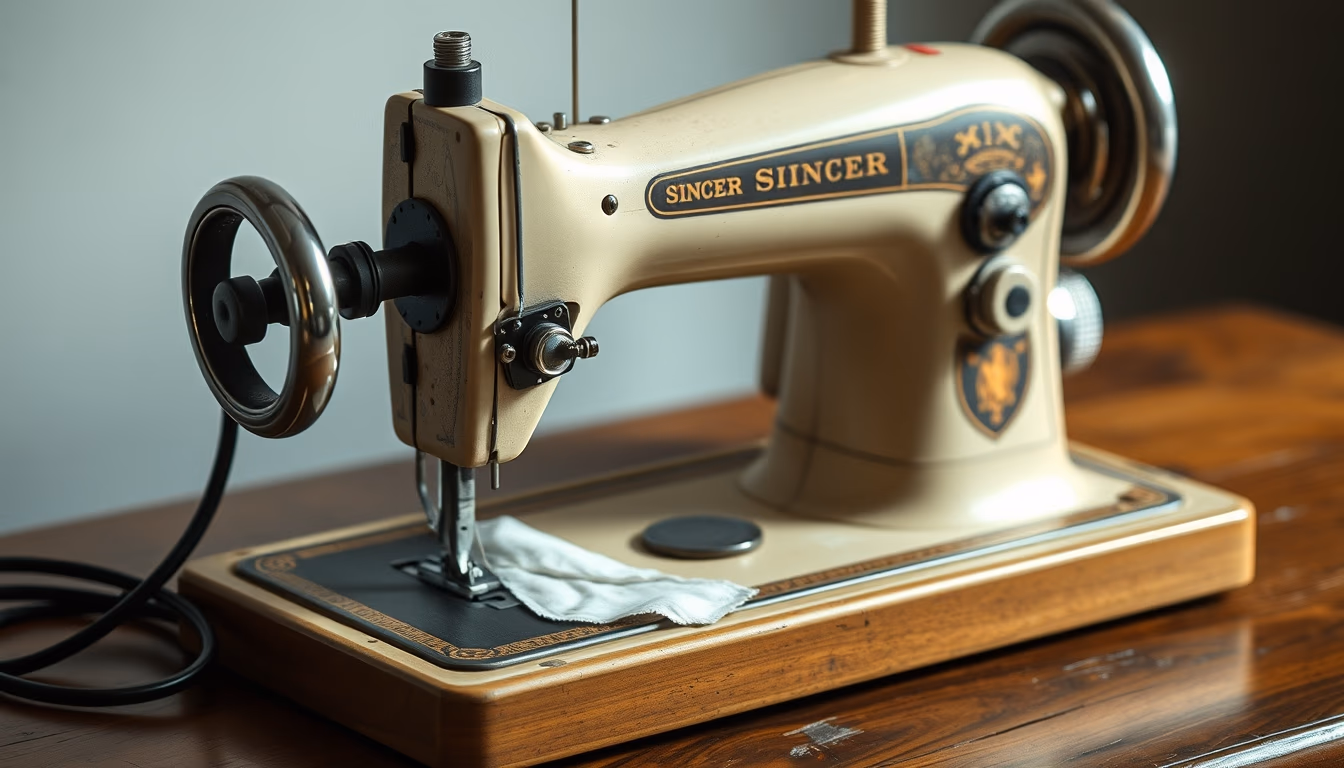 sewing machine vintage in editorial style