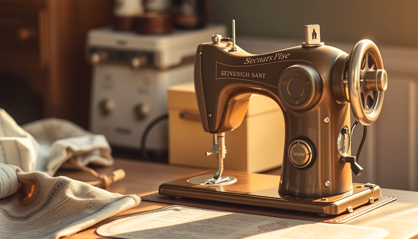 sewing machine vintage in editorial style