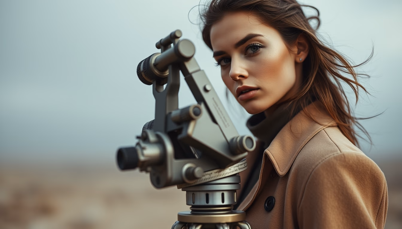 sextant navigation tool in editorial style