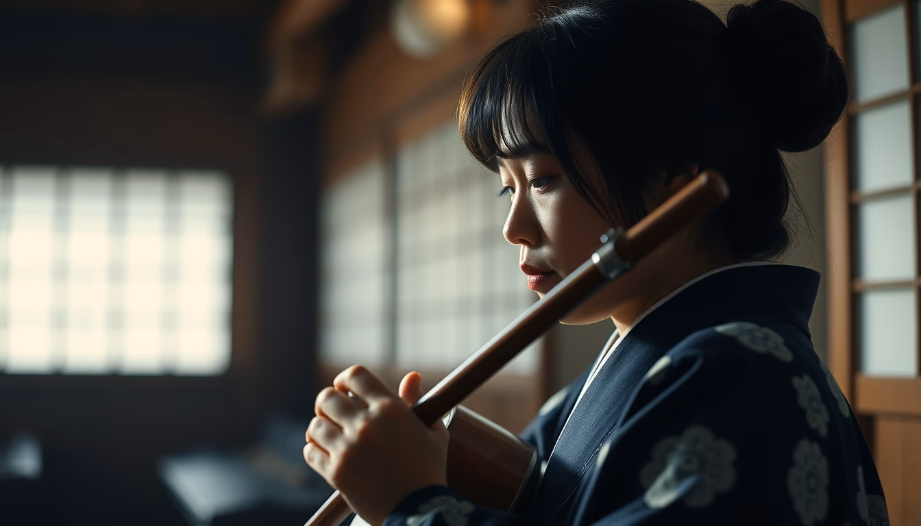 shamisen japanese in editorial style