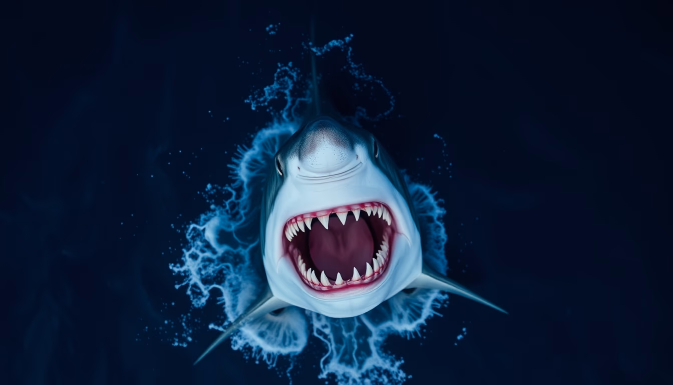 shark ocean menacing in editorial style