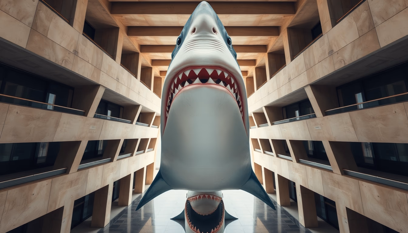 shark ocean menacing in editorial style