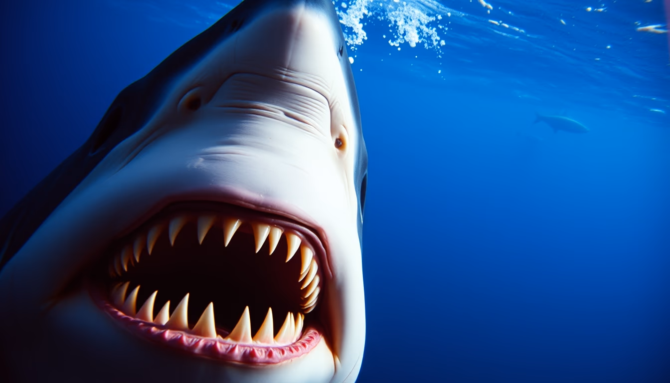 shark ocean menacing in editorial style