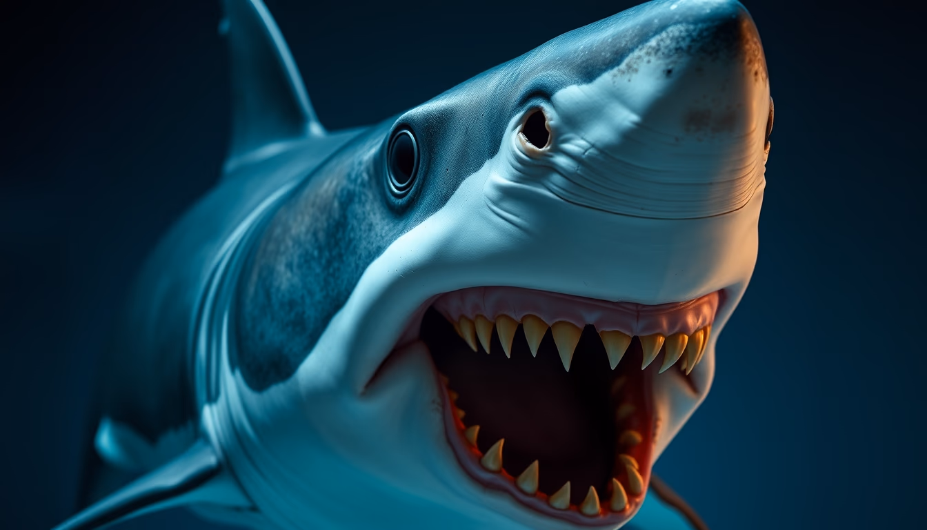 shark ocean menacing in editorial style