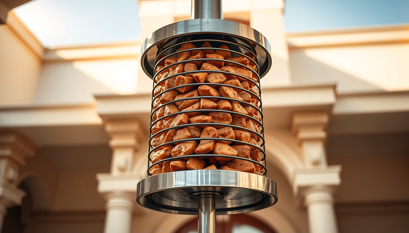 shawarma vertical spit in editorial style