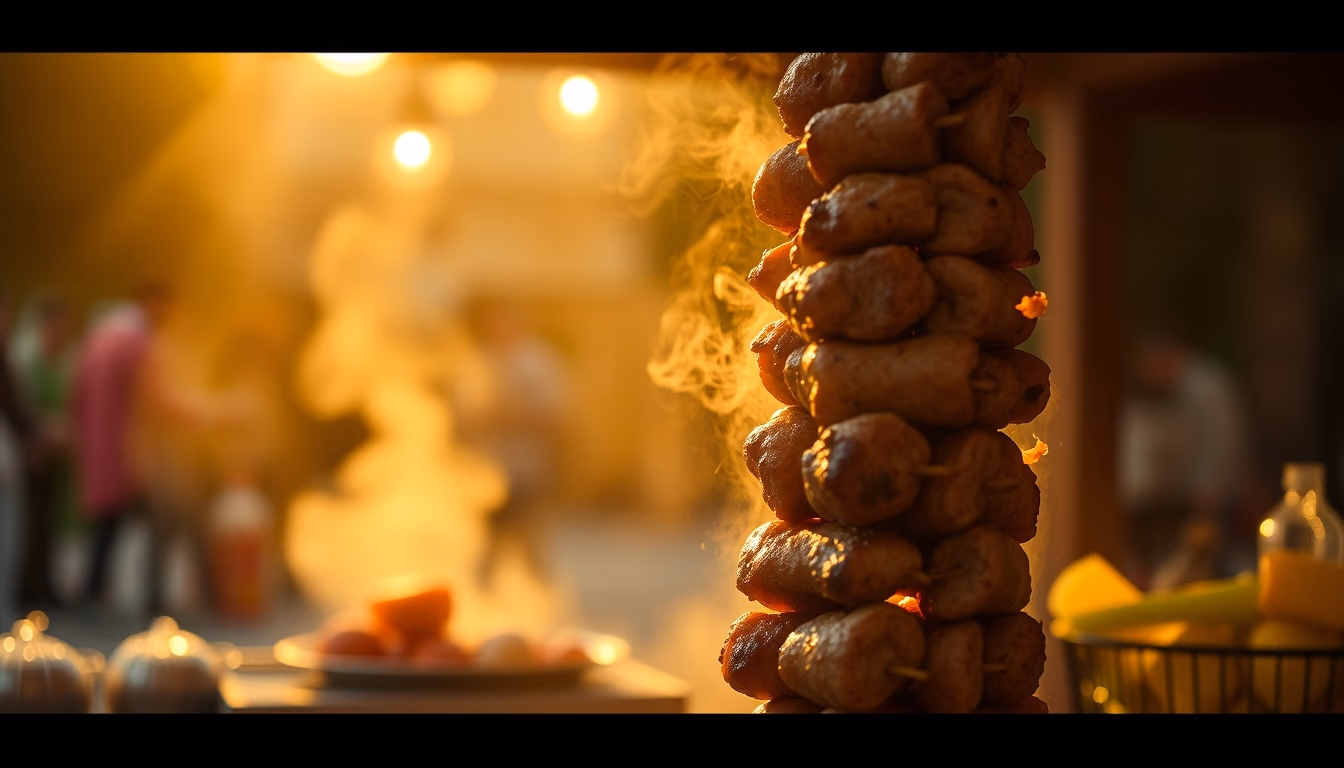 shawarma vertical spit in editorial style