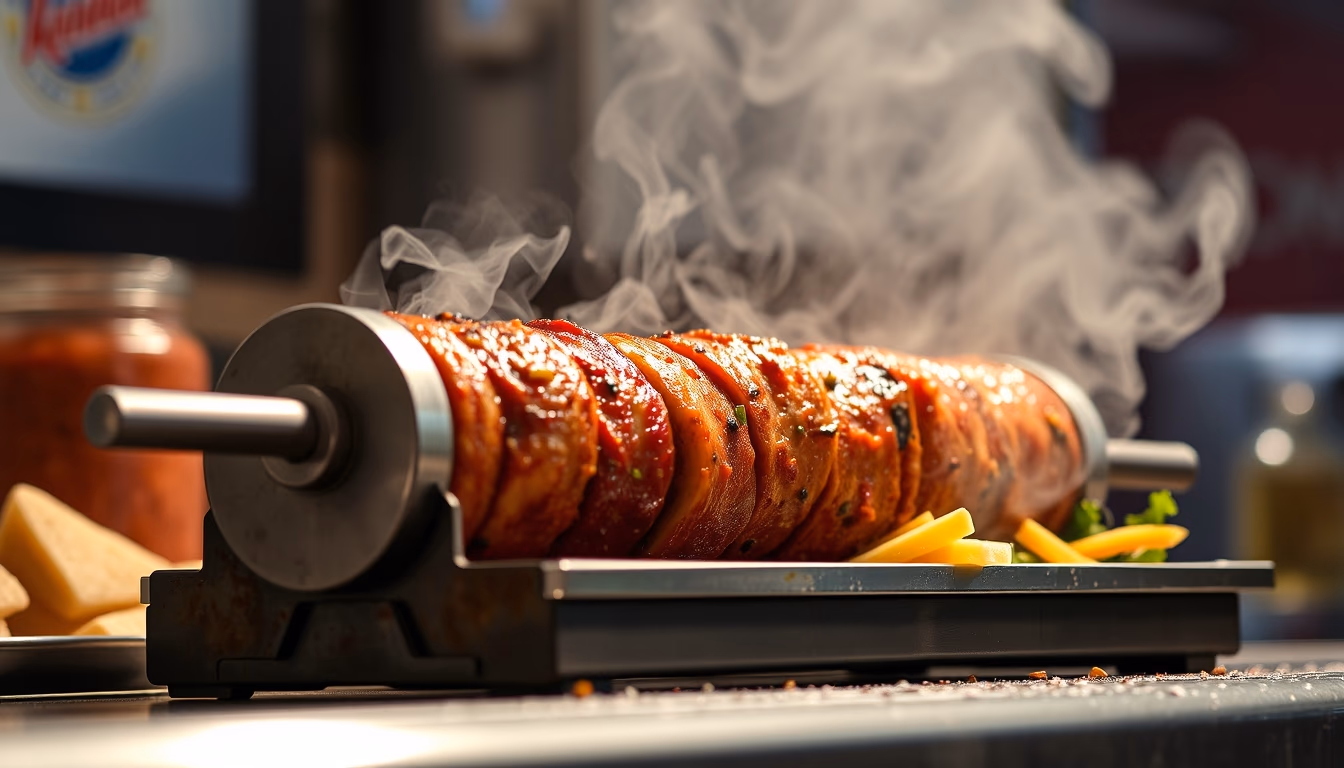 shawarma vertical spit in editorial style