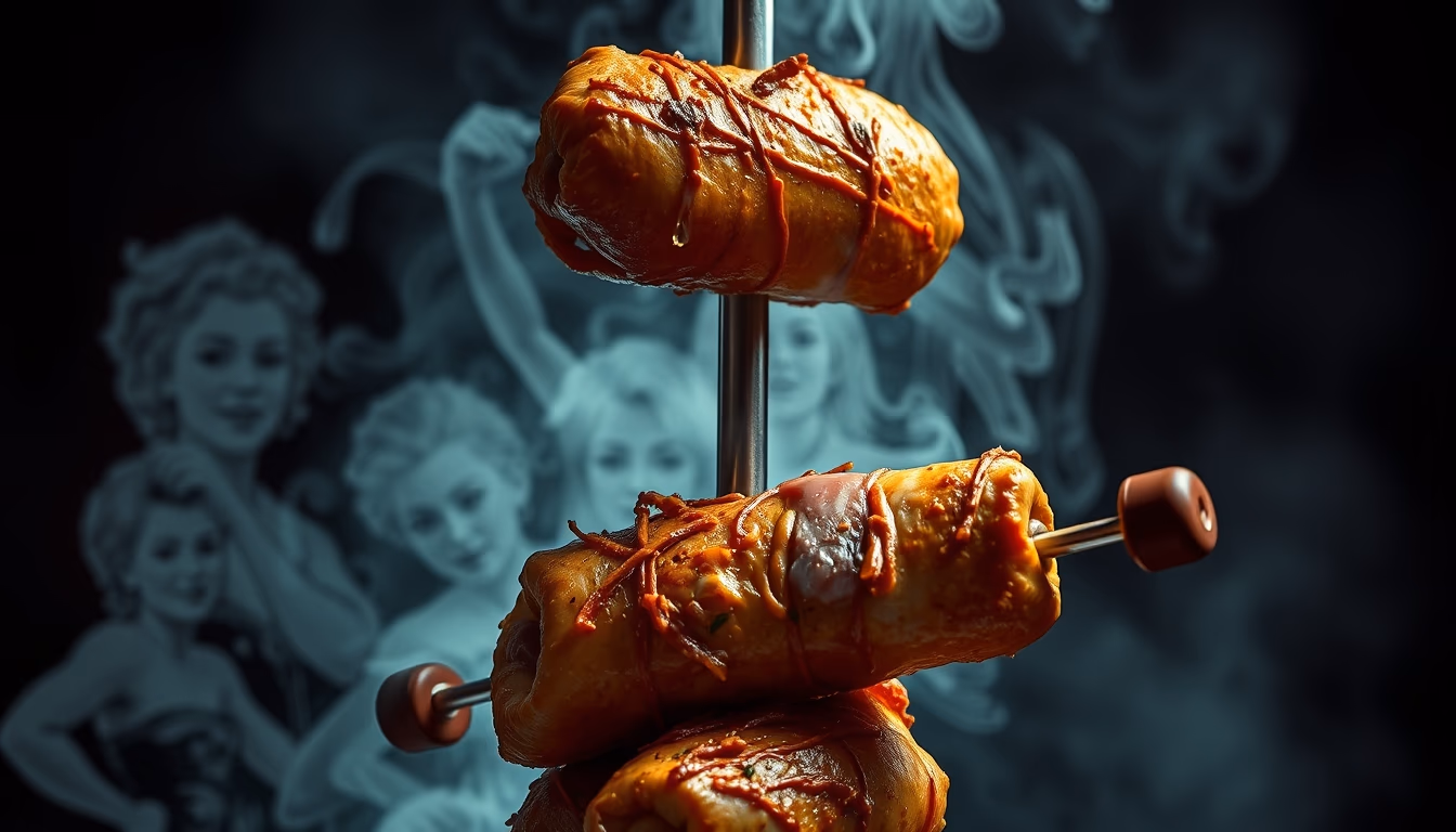 shawarma vertical spit in editorial style