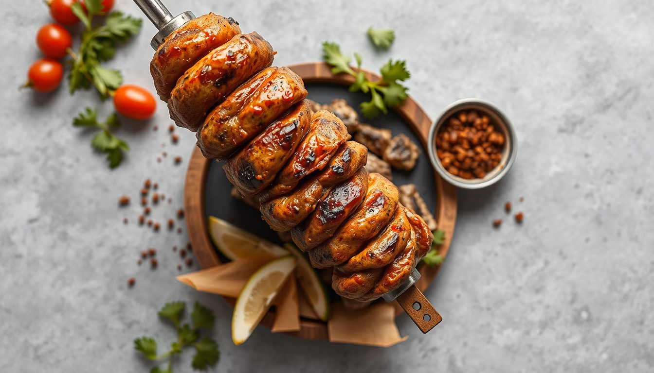 shawarma vertical spit in editorial style