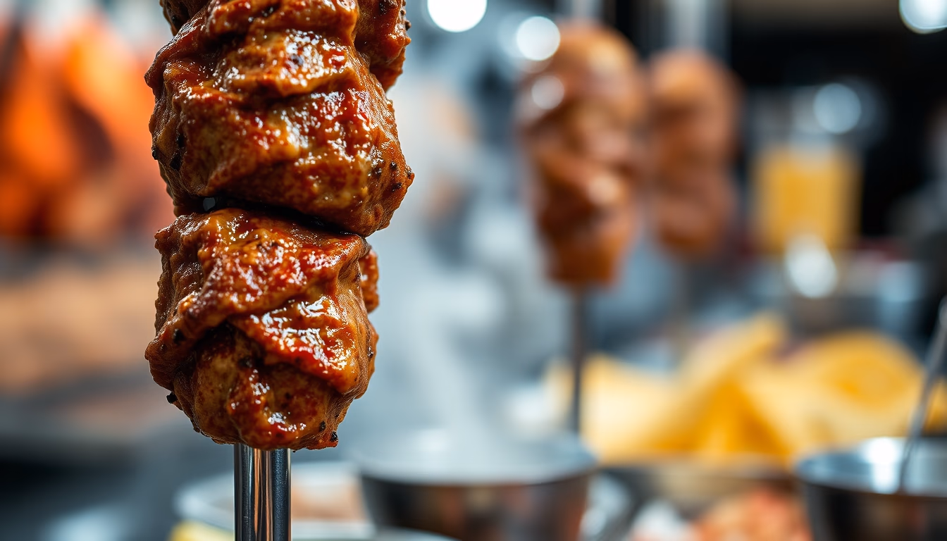 shawarma vertical spit in editorial style