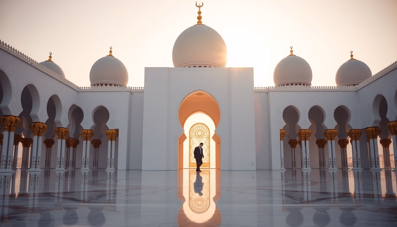 sheikh zayed mosque in editorial style