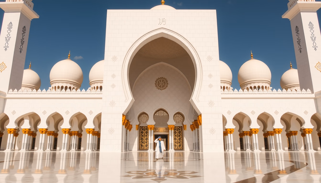 sheikh zayed mosque in editorial style