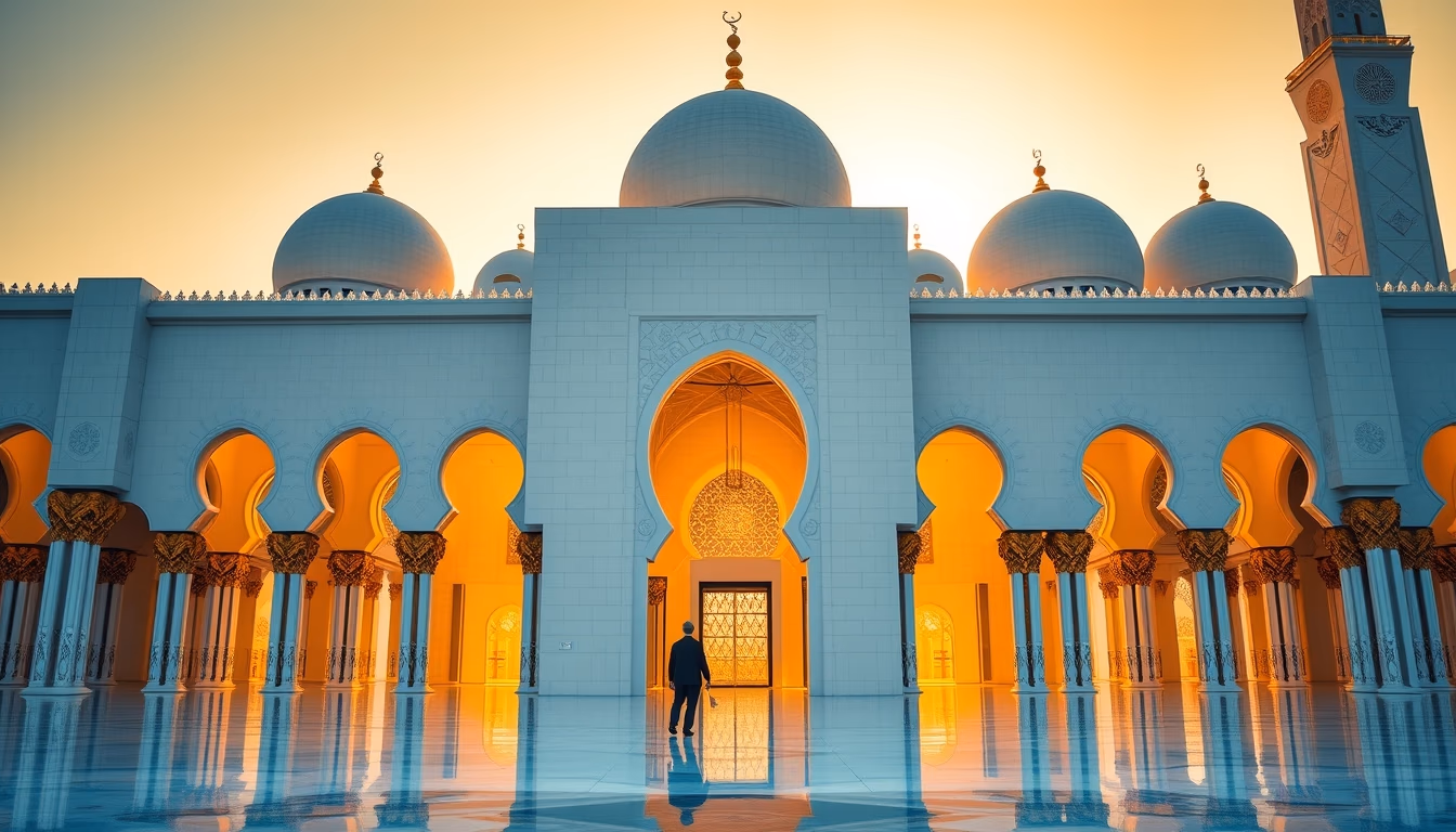 sheikh zayed mosque in editorial style