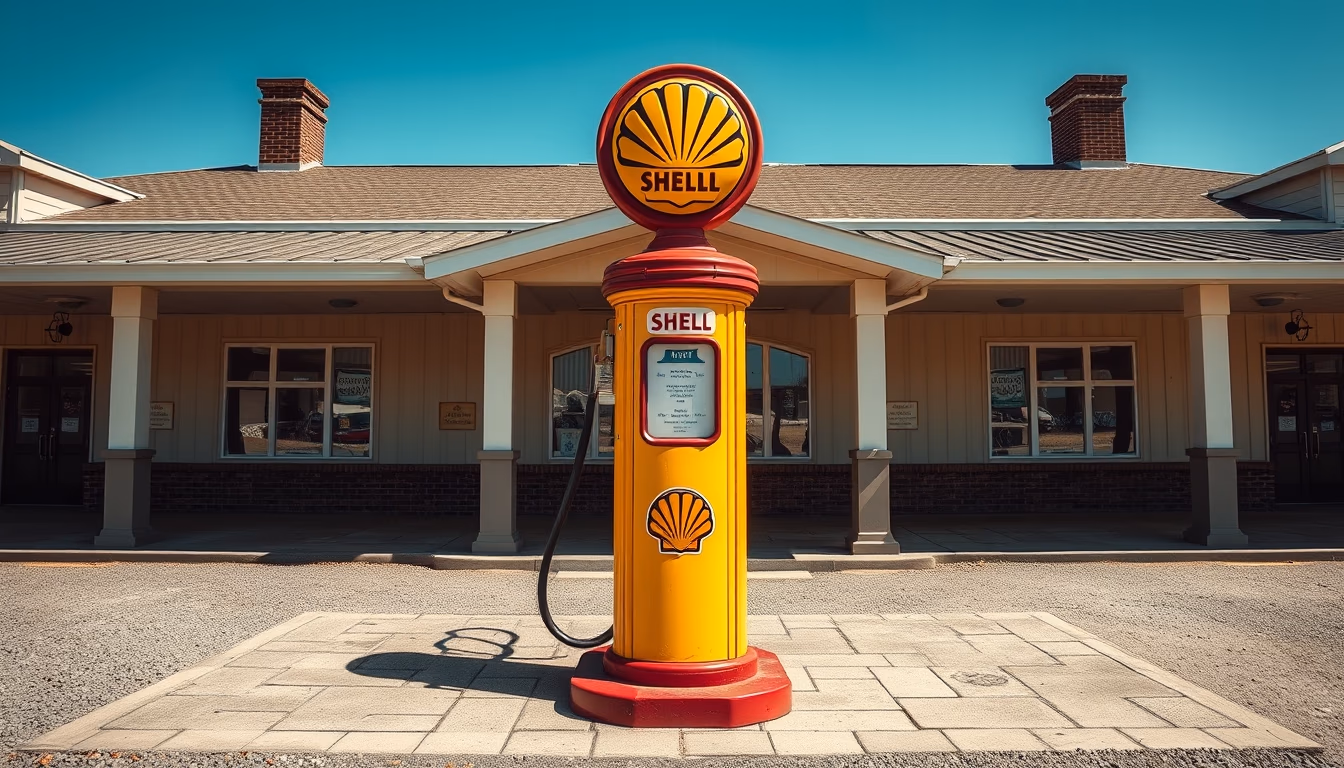 shell oil vintage pump in editorial style