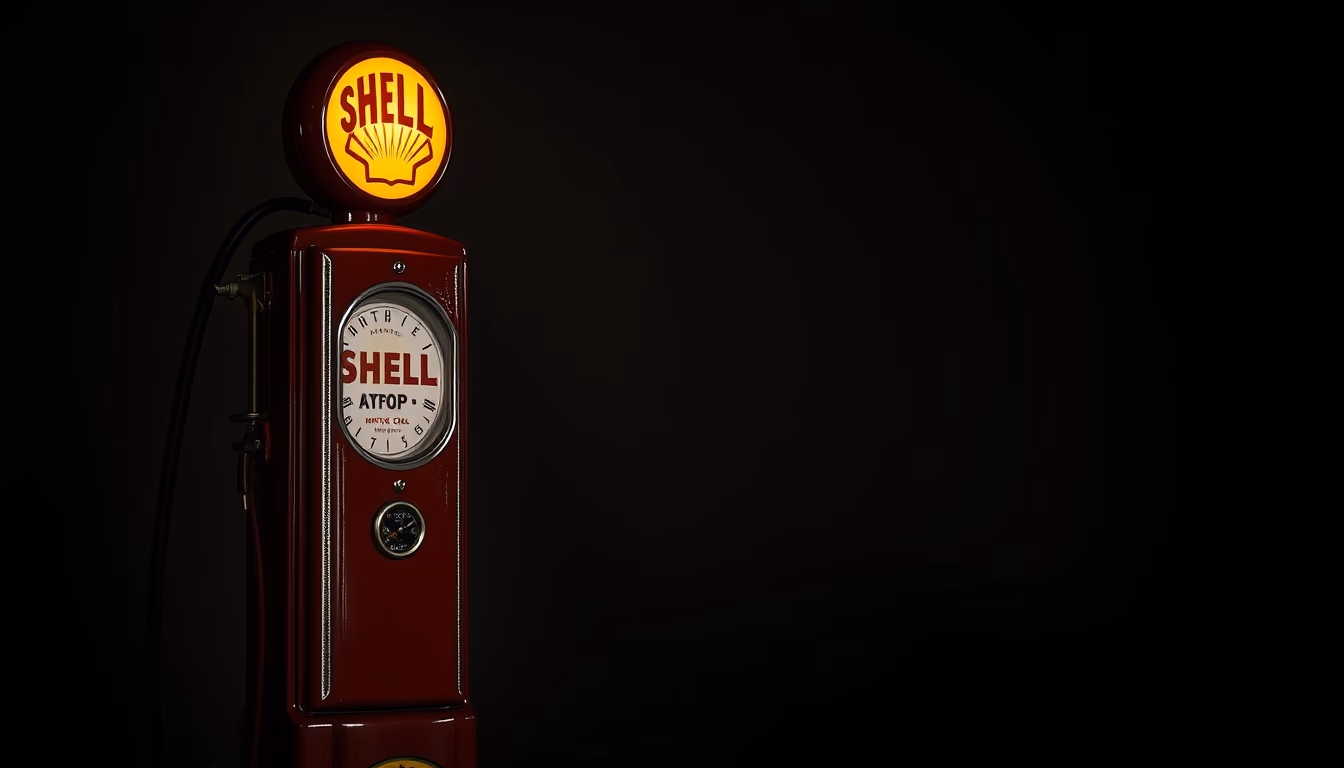 shell oil vintage pump in editorial style