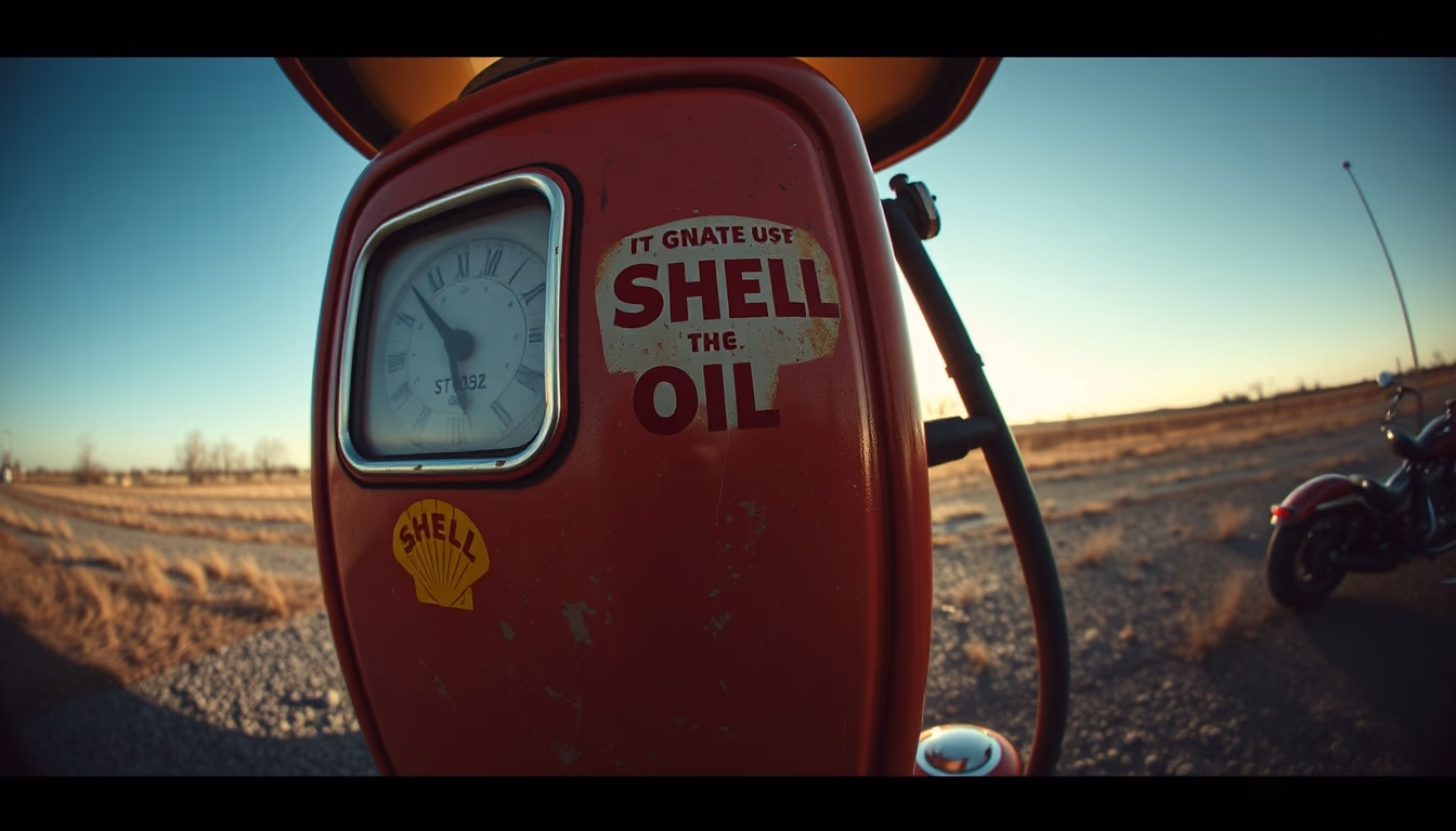 shell oil vintage pump in editorial style