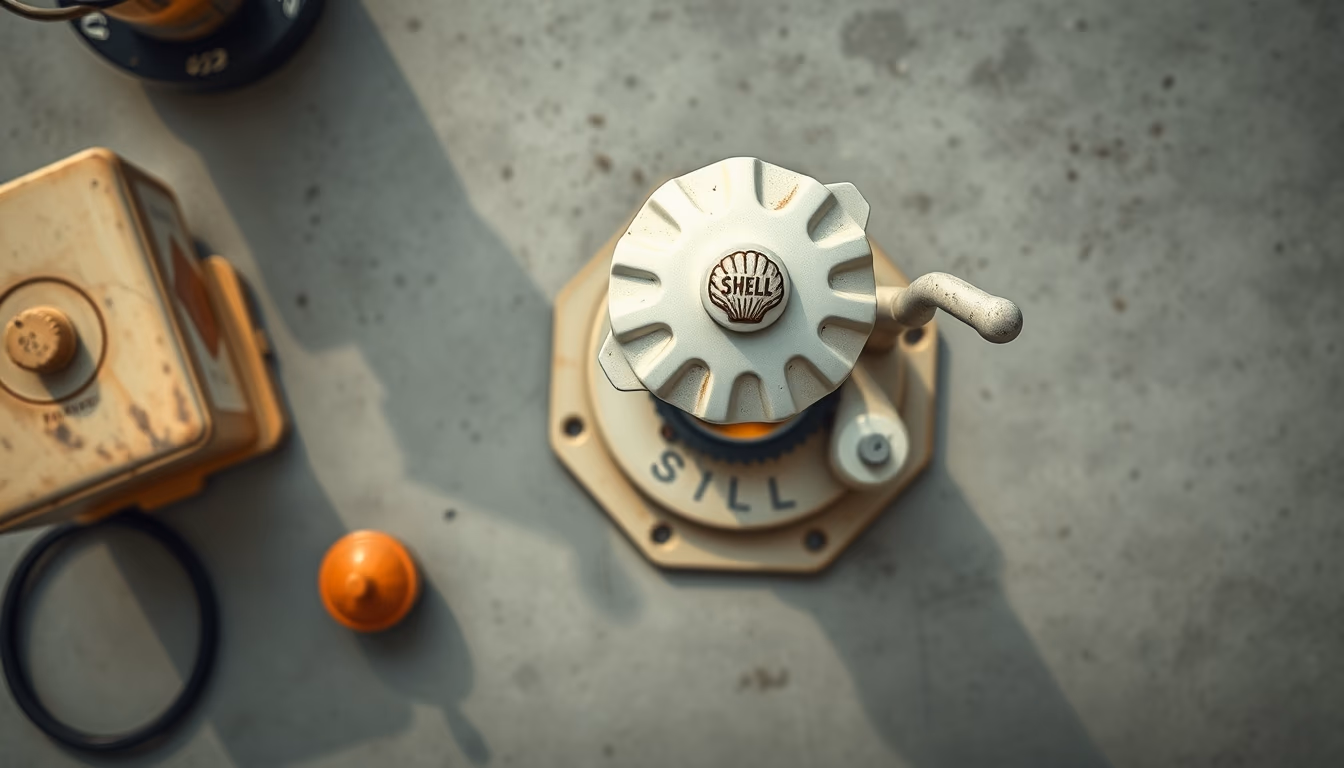 shell oil vintage pump in editorial style