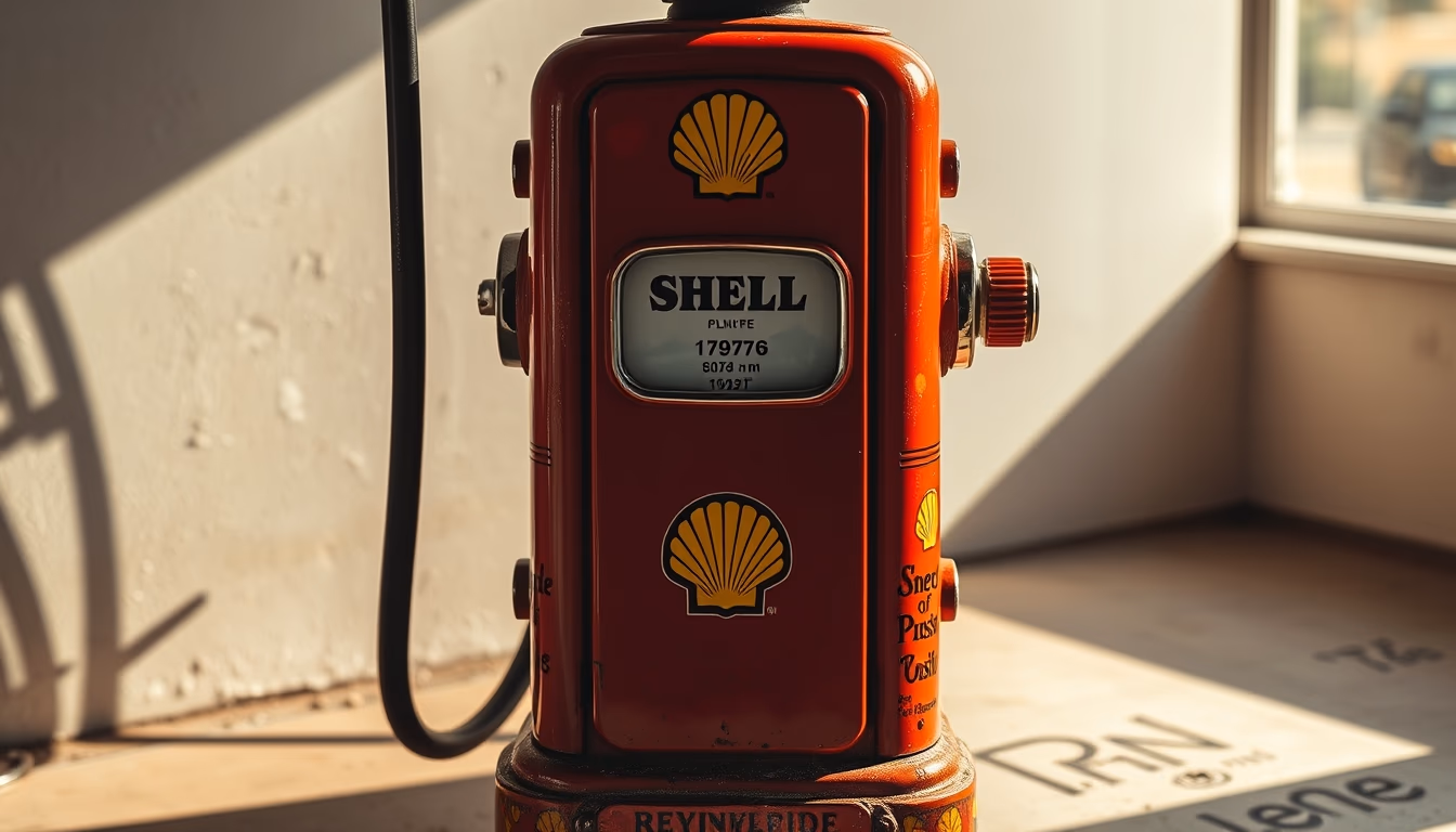 shell oil vintage pump in editorial style
