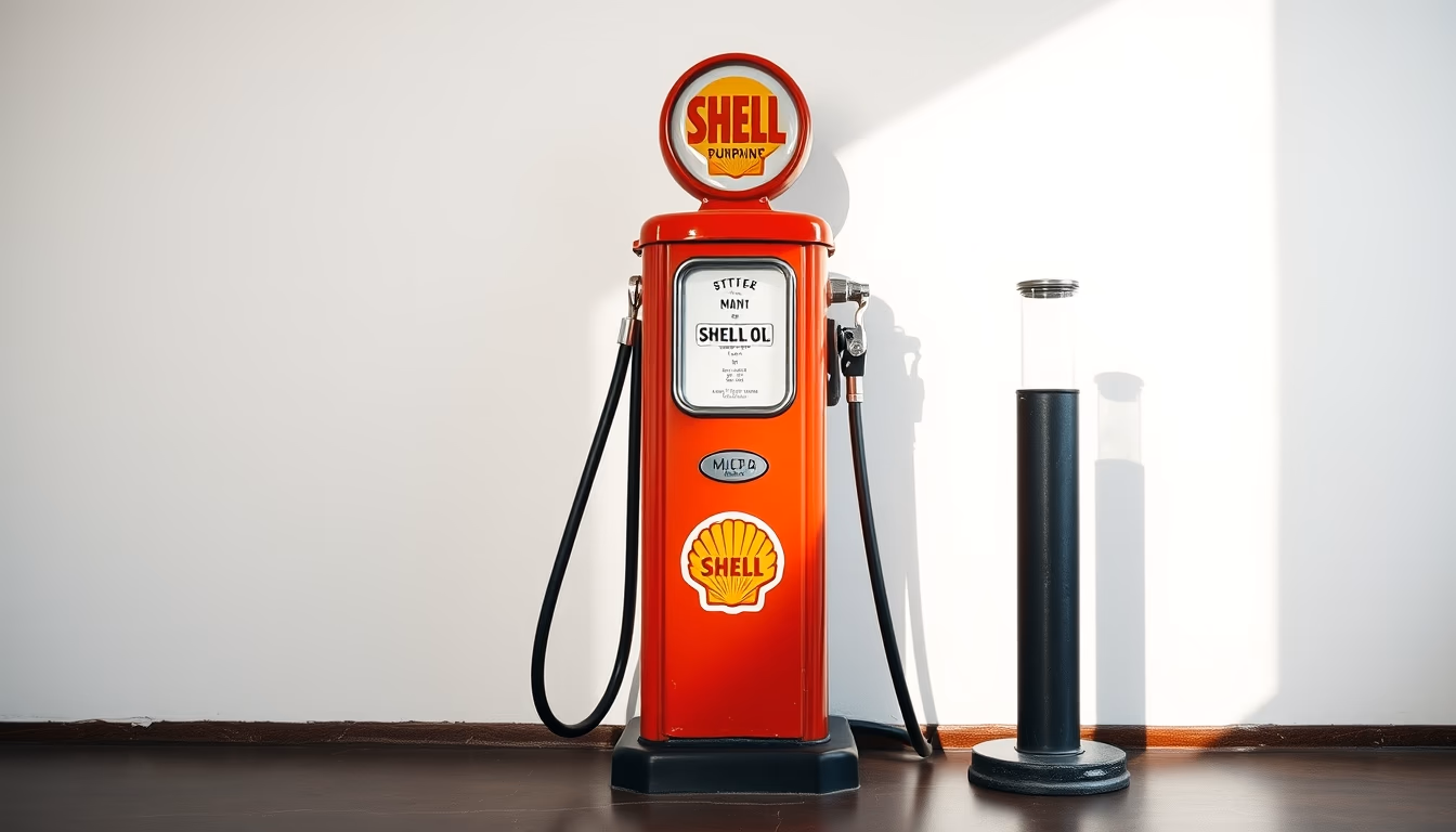 shell oil vintage pump in editorial style