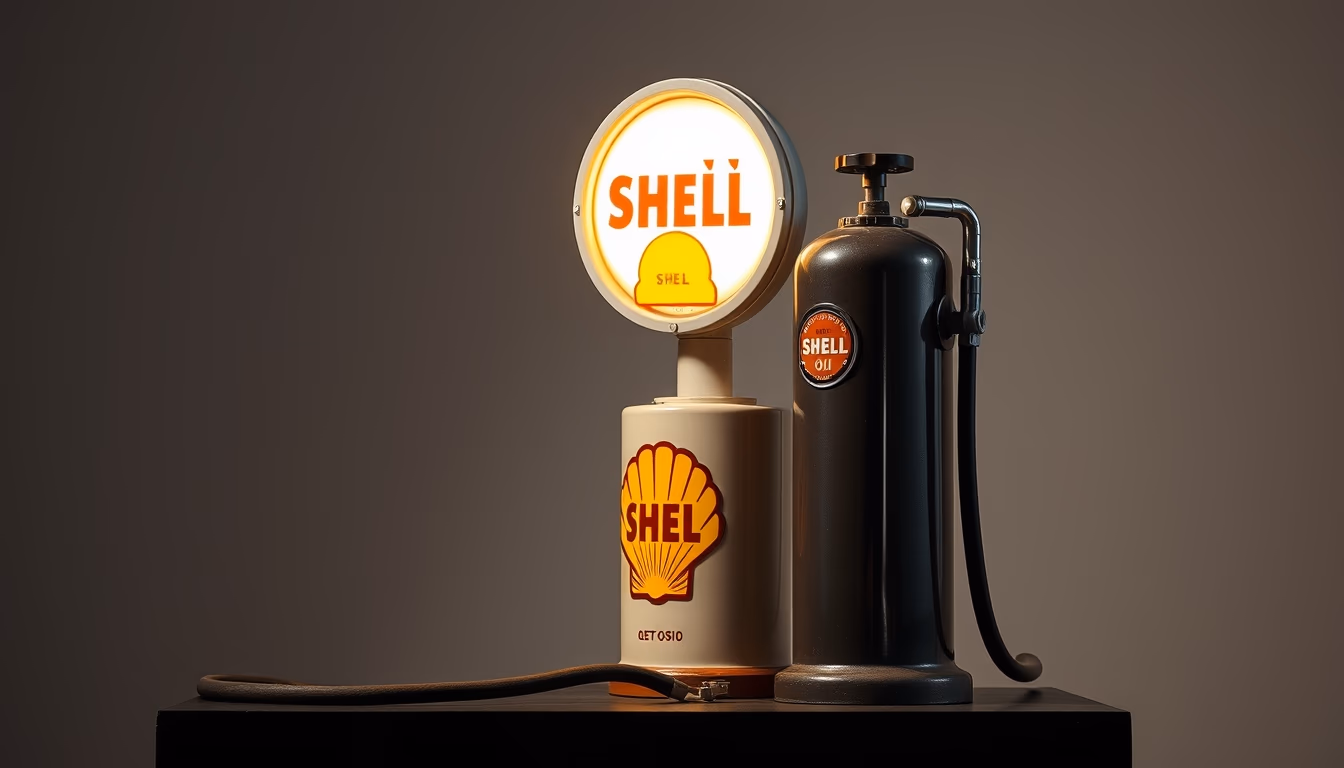 shell oil vintage pump in editorial style