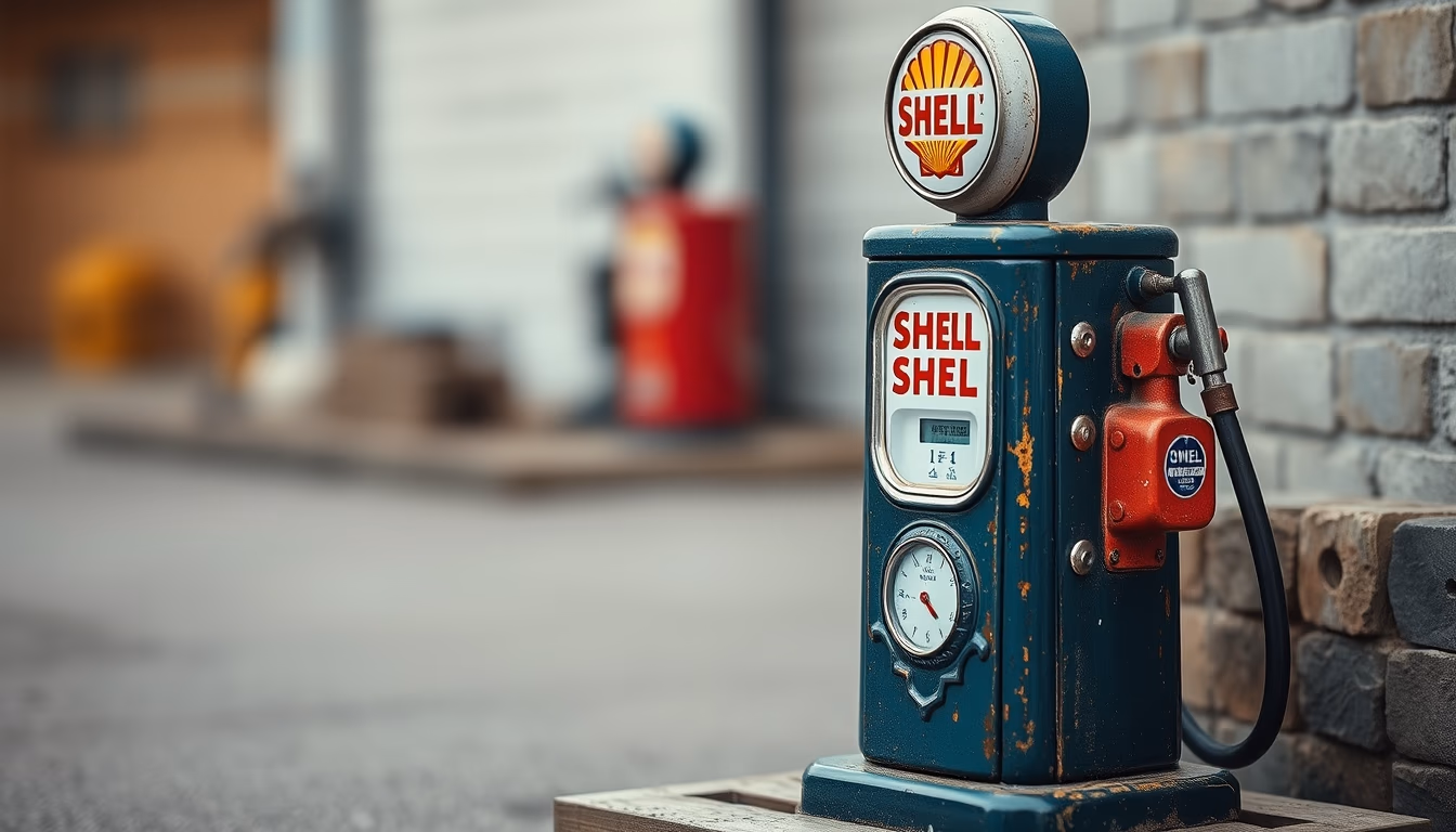 shell oil vintage pump in editorial style