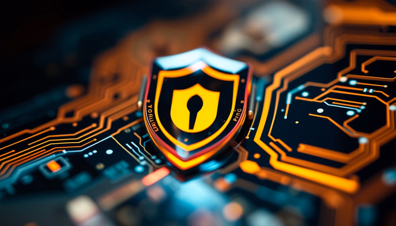 Shield digital cyber em estilo editorial