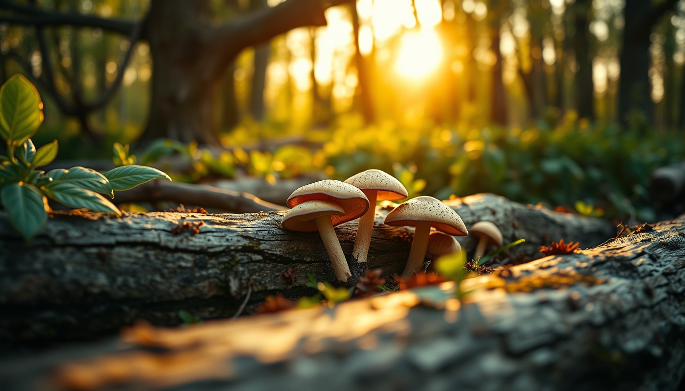 Shiitake log growing em estilo editorial