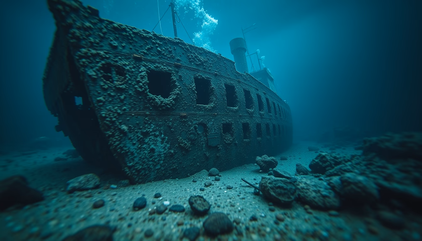 Shipwreck underwater old em estilo editorial