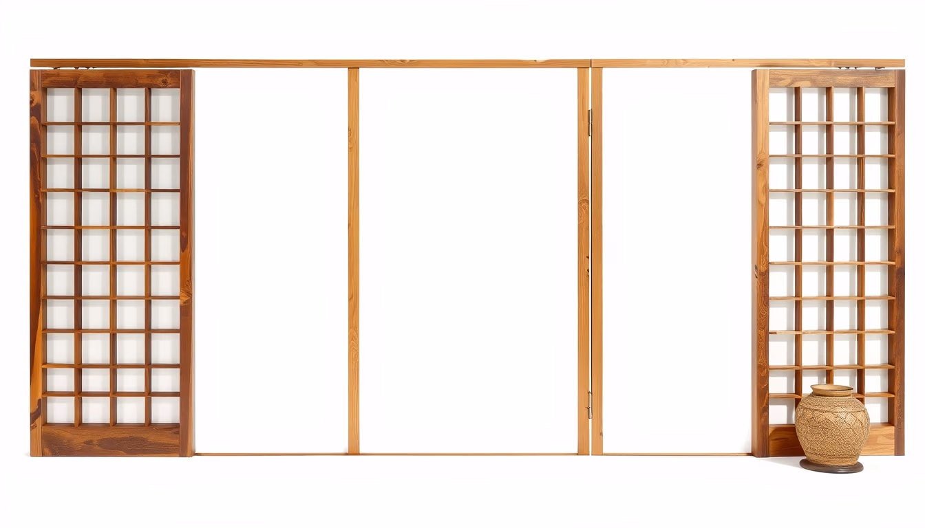 shoji screen wooden in editorial style